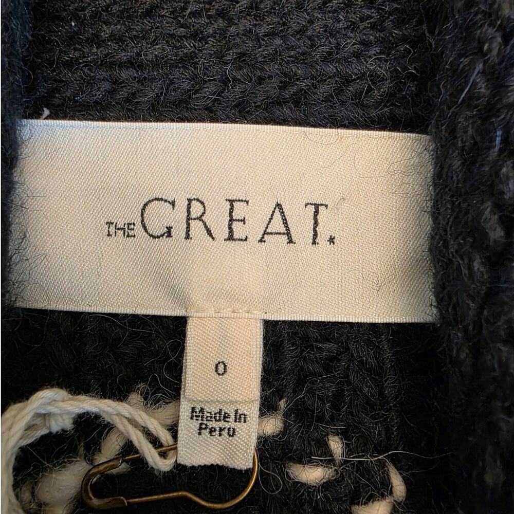 NWT The GREAT Equestrian Lodge Cardigan Navy Chunky Knit SZ 0 Western Prairie - Picture 4 of 7